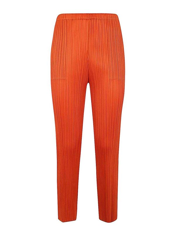 Pleats Please Issey Miyake Pantalons Décontractés - Orange