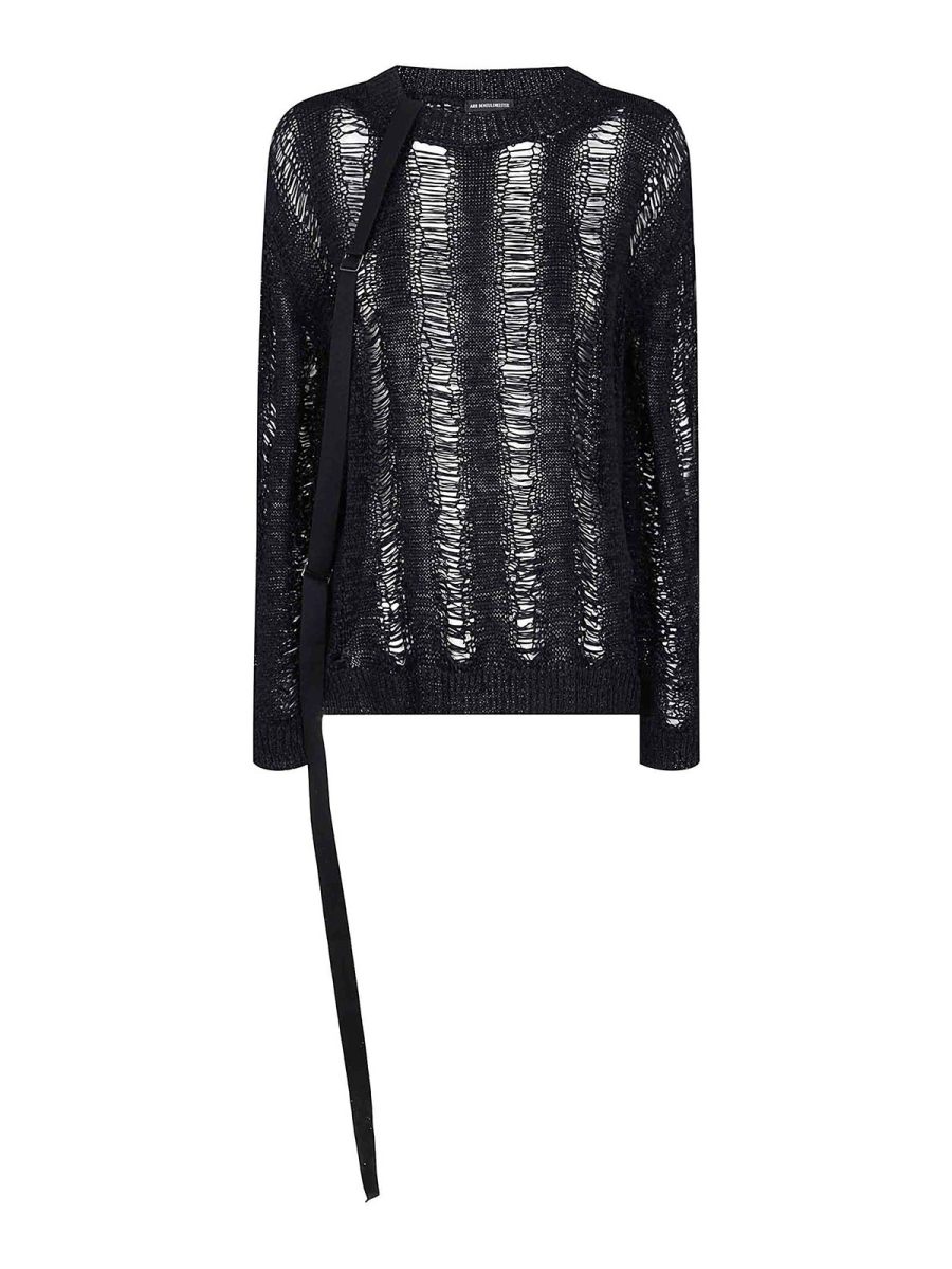 Ann Demeulemeester Pull Col Bateau - Noir