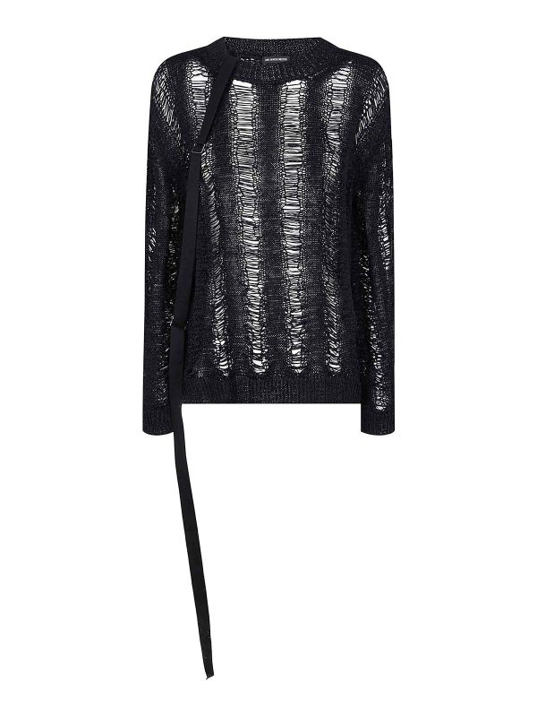 Ann Demeulemeester Pull Col Bateau - Noir