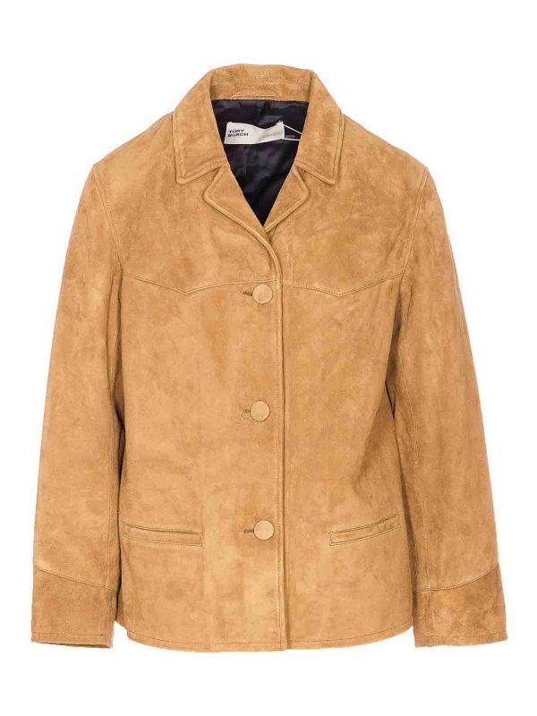 Tory Burch Blouson En Cuir - Beige