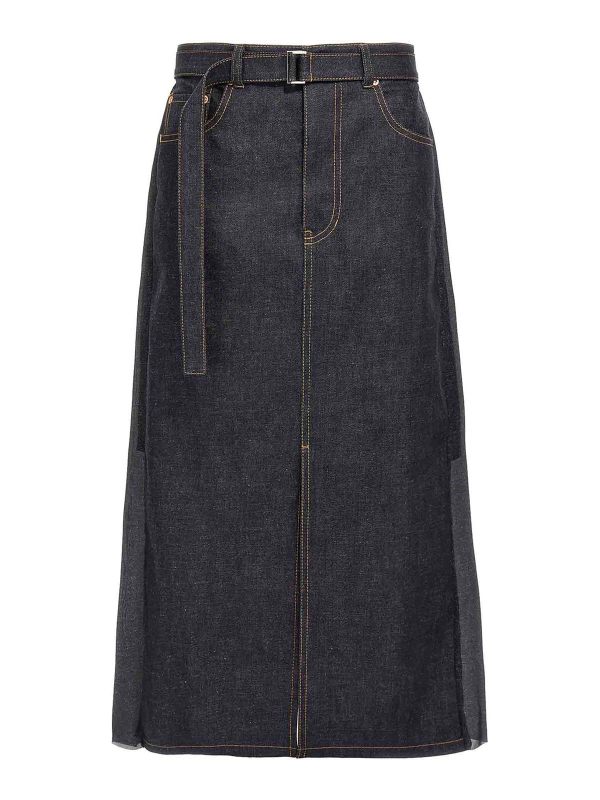 Sacai Jupe Midi - Bleu
