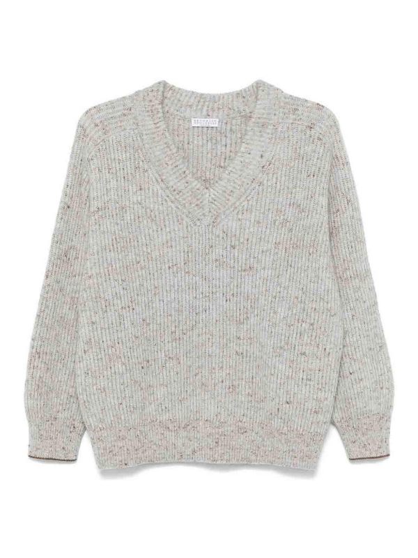 Brunello Cucinelli Pull À Col V - Blanc