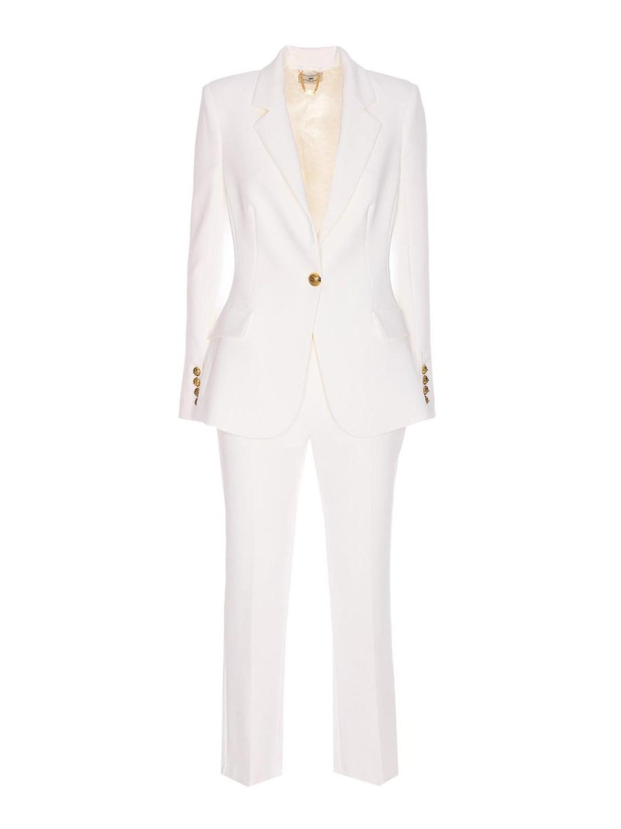 Elisabetta Franchi Robe Au Genou - Blanc