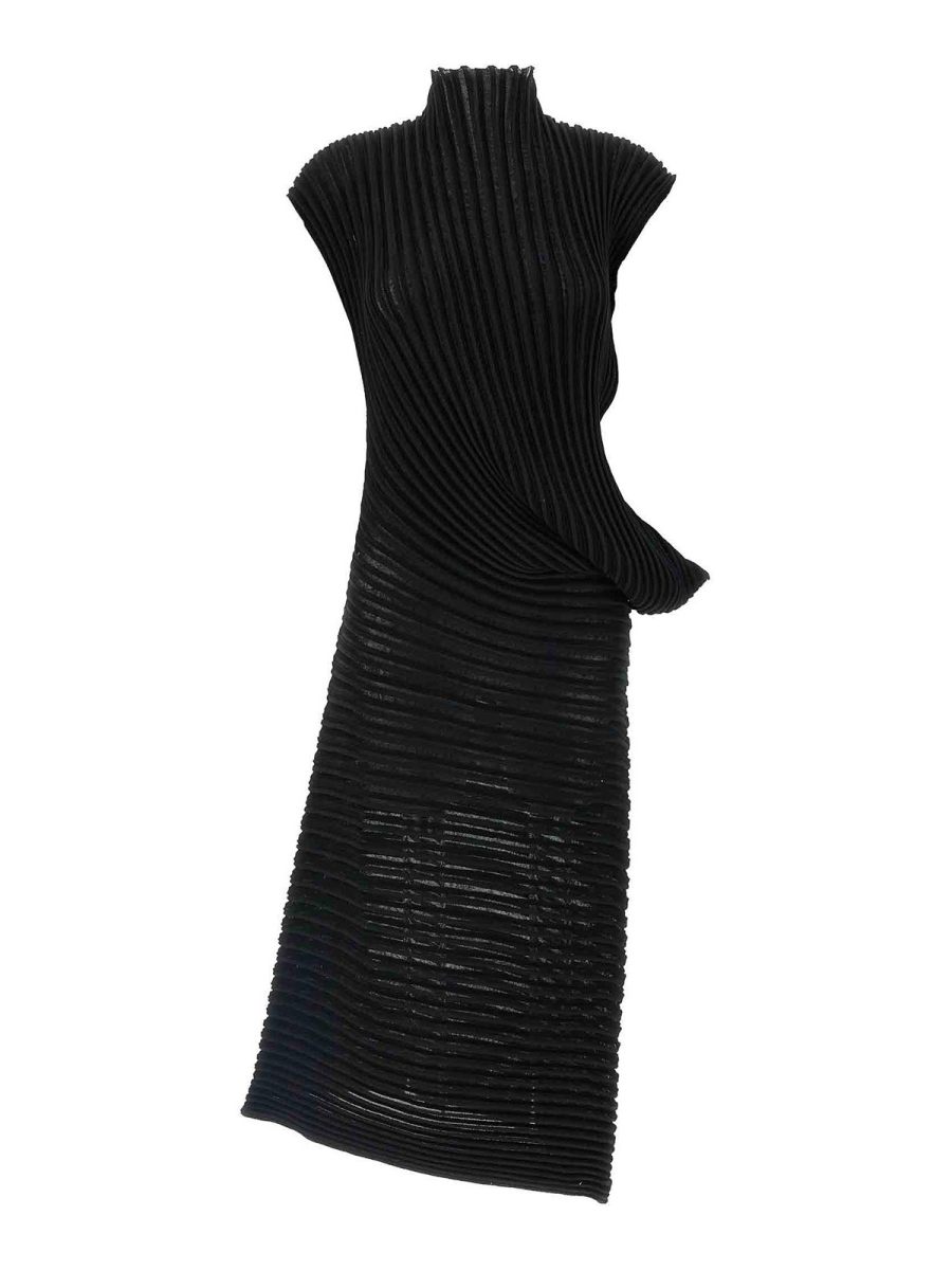 Pleats Please Issey Miyake Robe Au Genou - Noir