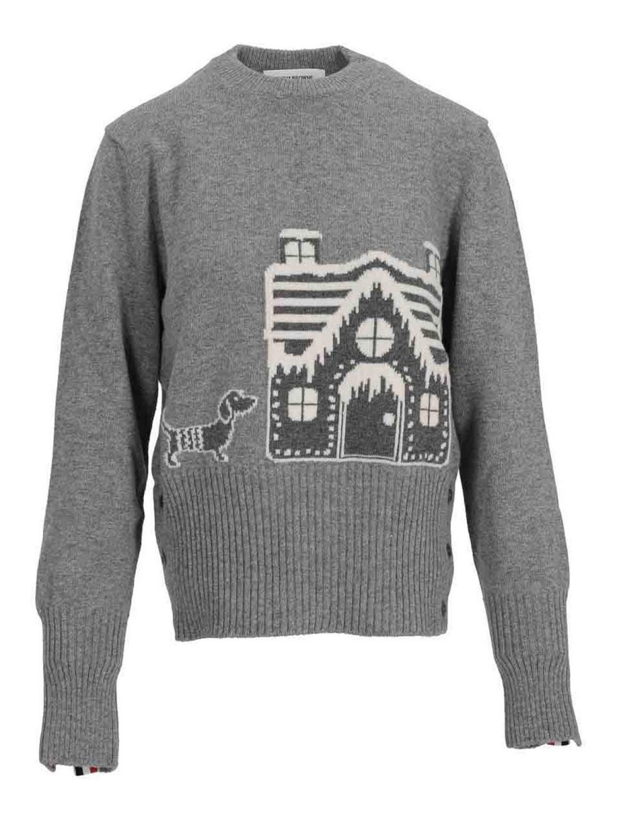 Thom Browne Pull Col Rond - Gris