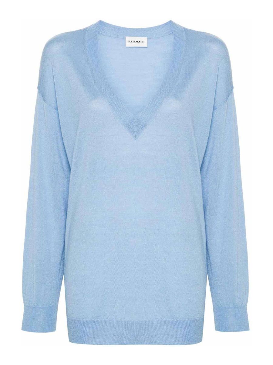 P. A.R. O.S. H. Pull À Col V - Bleu Clair