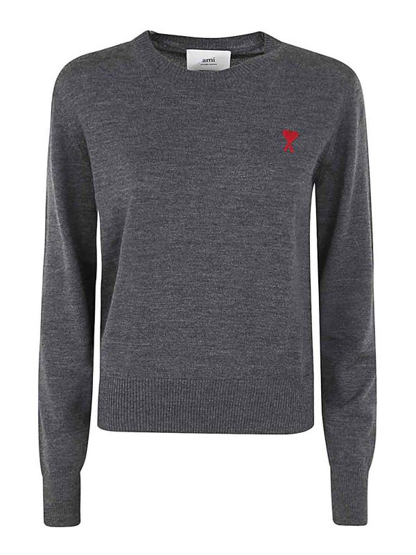 Ami Paris Pull Col Rond - Gris