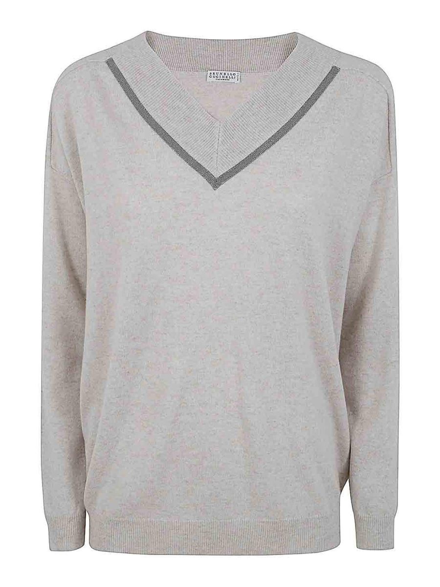 Brunello Cucinelli Pull À Col V - Blanc