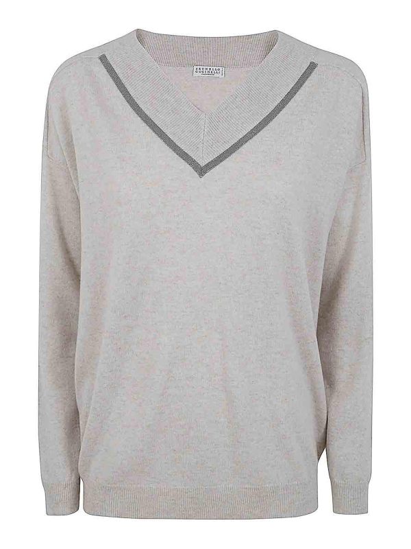 Brunello Cucinelli Pull À Col V - Blanc