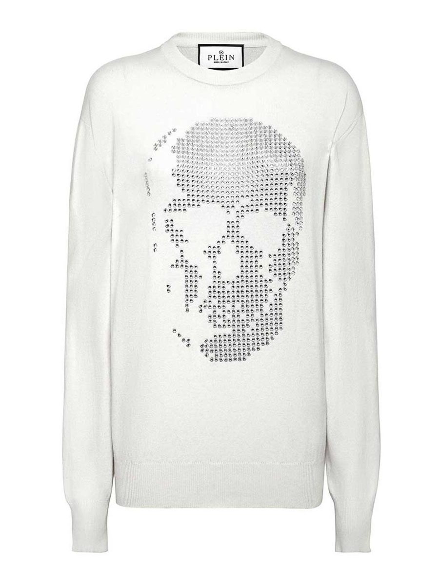 Philipp Plein Pull Col Rond - Blanc