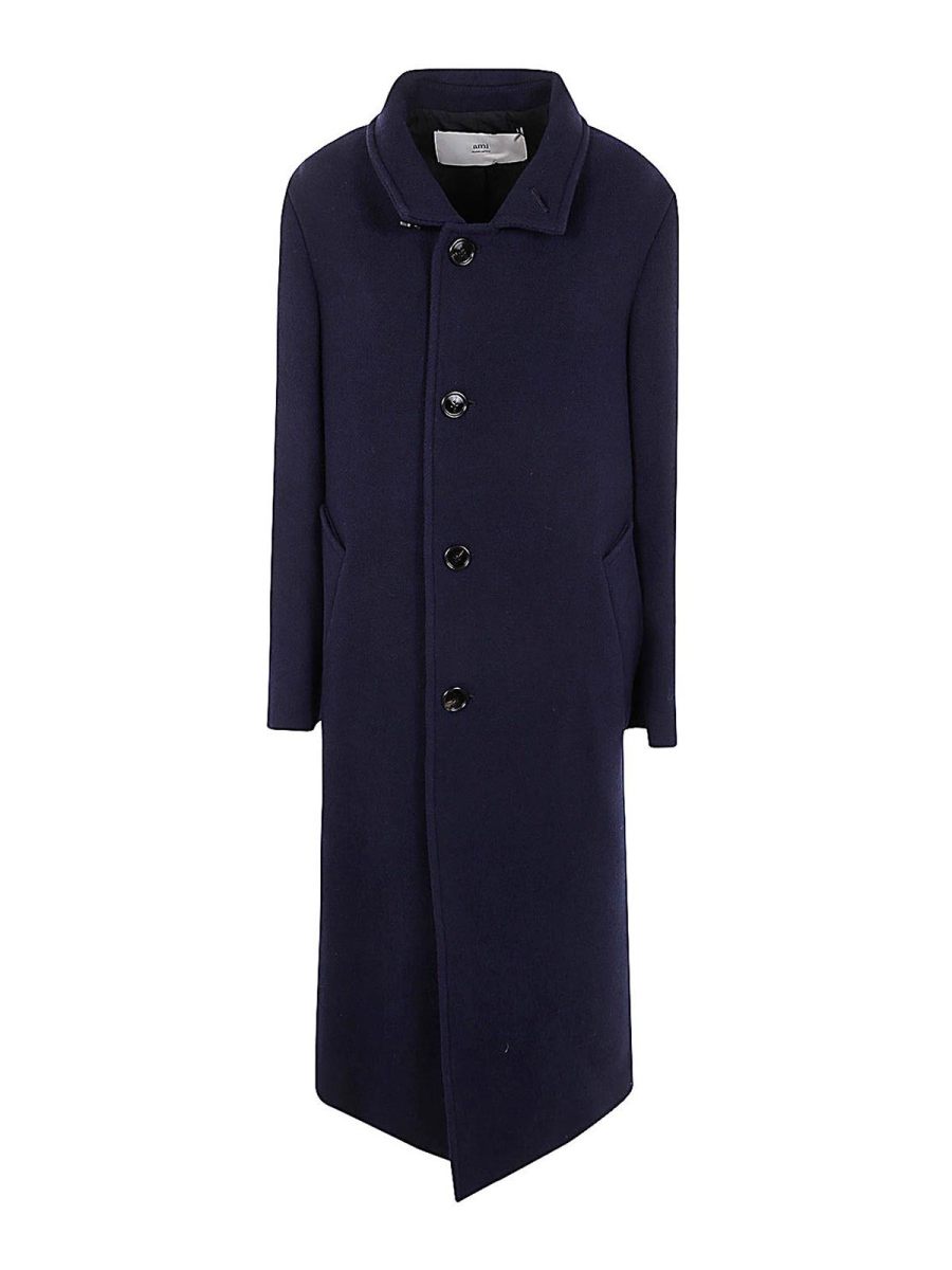 Ami Paris Manteau Long - Bleu