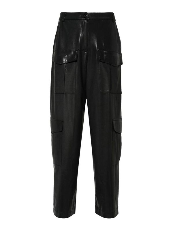 Pinko Pantalons En Cuir - Noir