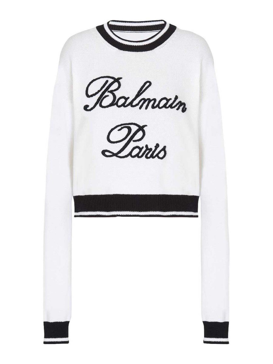Balmain Pull Col Rond - Blanc