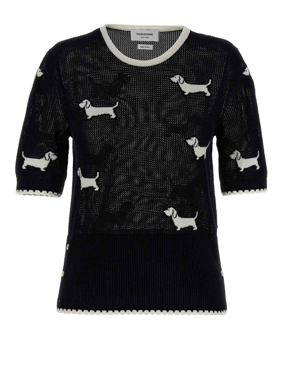 Thom Browne Pull Col Rond - Bleu