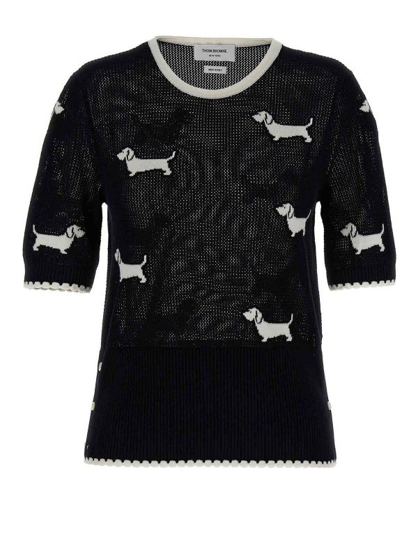 Thom Browne Pull Col Rond - Bleu