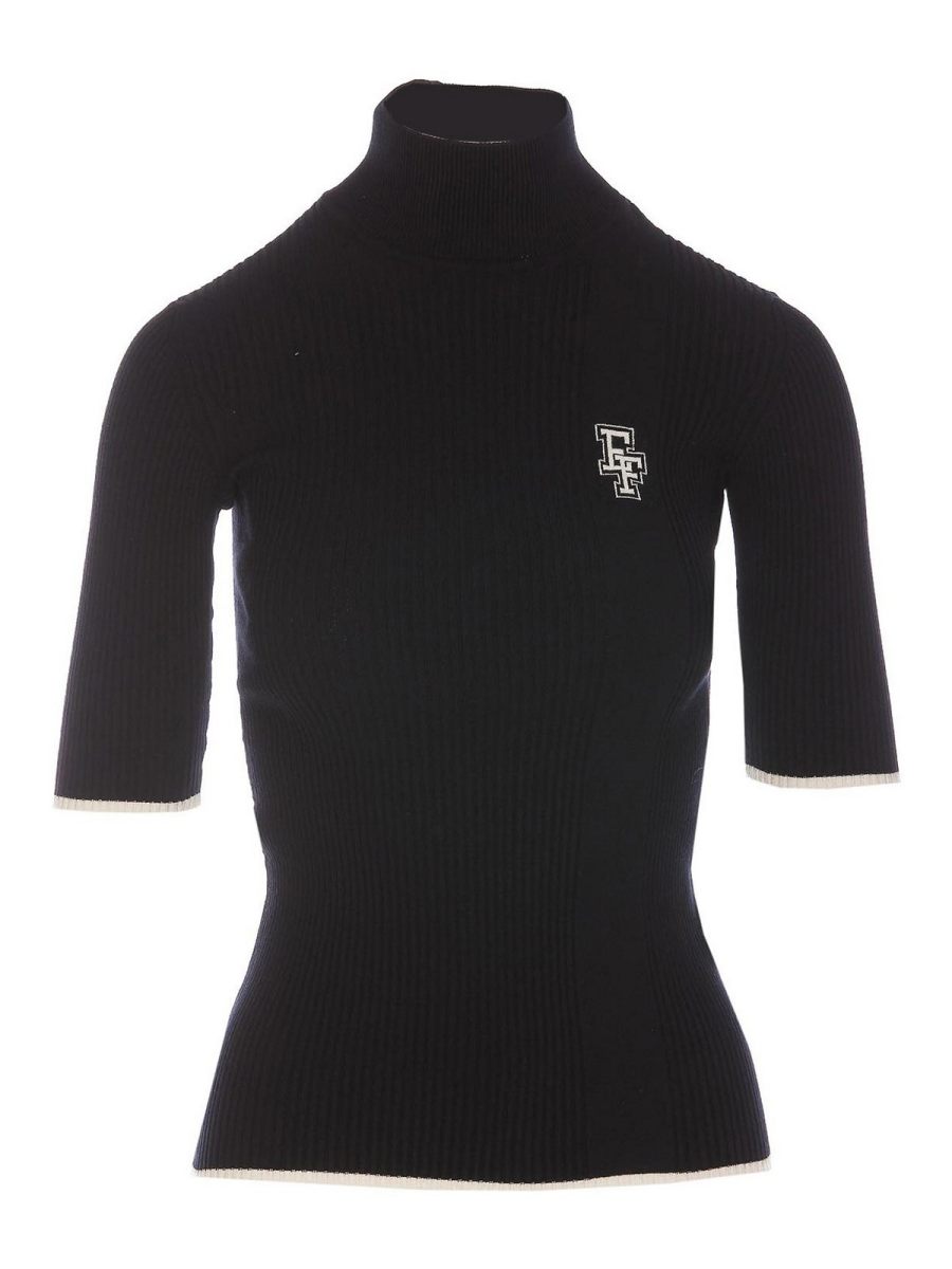 Elisabetta Franchi Pull Col Roulé - Noir