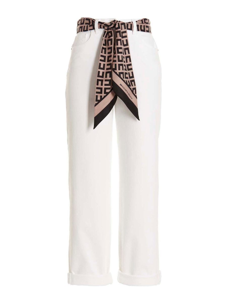 Elisabetta Franchi Jean Droit - Blanc