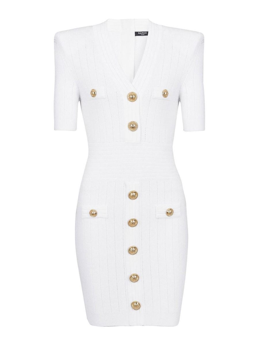 Balmain Robe Courte - Blanc