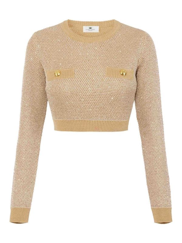 Elisabetta Franchi Pull Col Rond - Beige