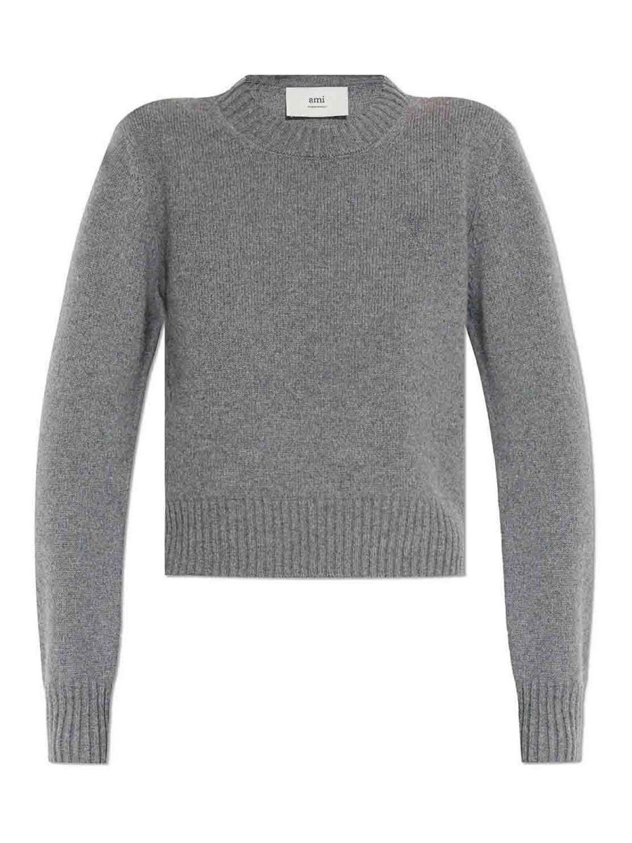 Ami Paris Pull Col Rond - Gris