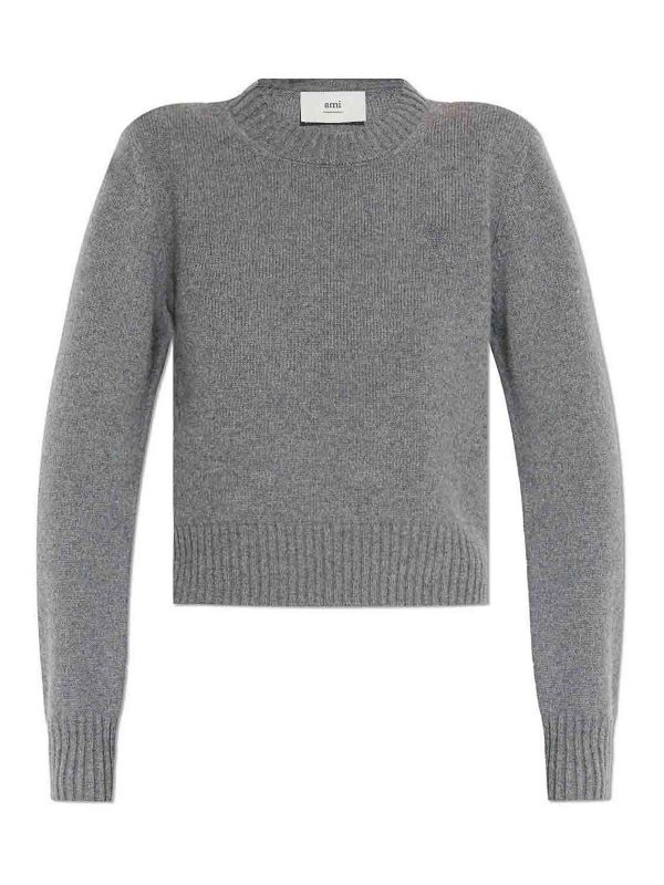 Ami Paris Pull Col Rond - Gris