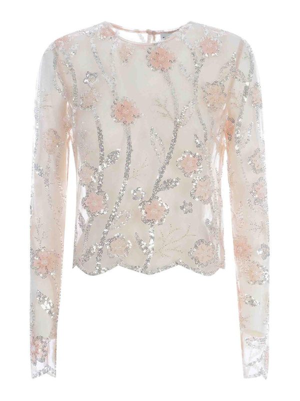 Self Portrait Pull Col Rond - Beige