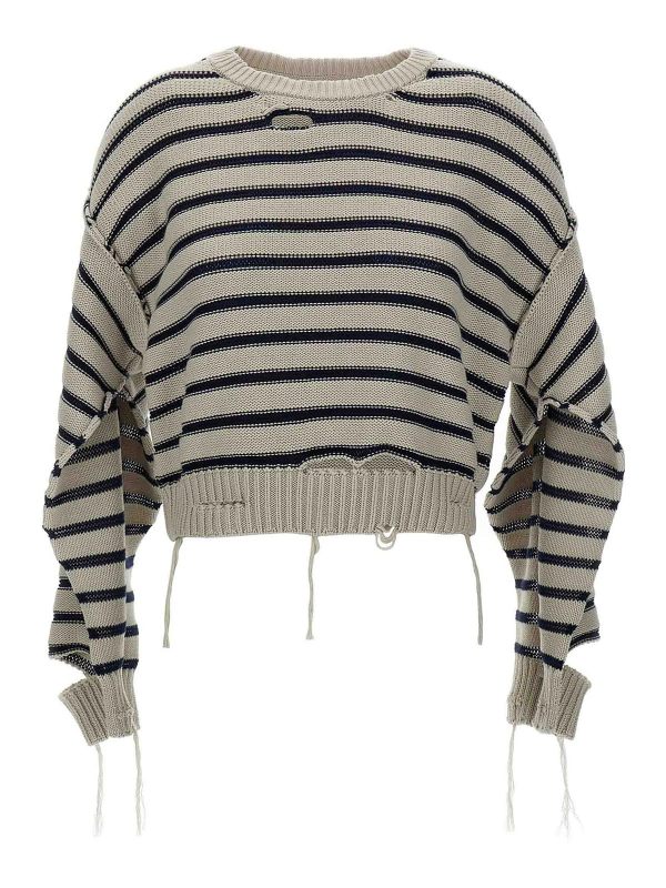 MM6 Maison Margiela Pull Col Rond - Blanc