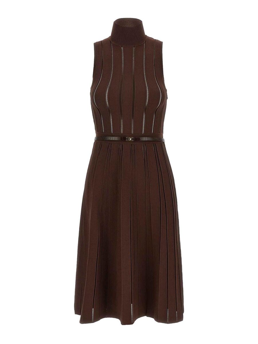 Elisabetta Franchi Robe Au Genou - Marron