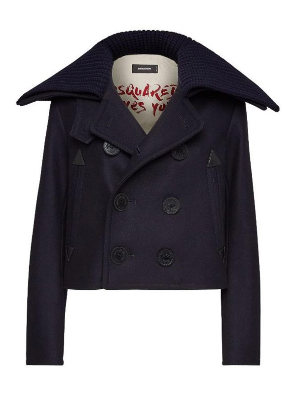 Dsquared2 Manteau Au Genou - Bleu Foncé