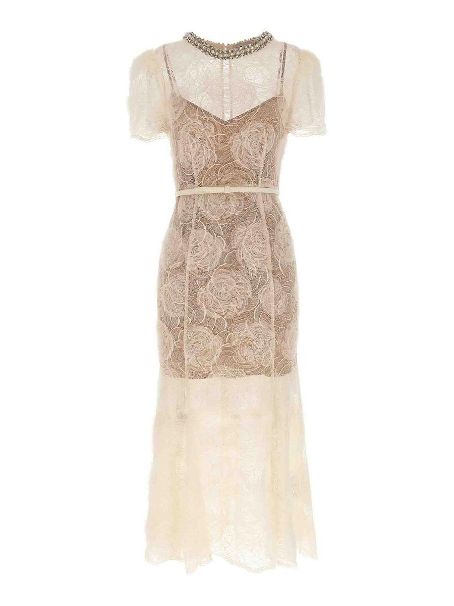 Self Portrait Robe Au Genou - Blanc
