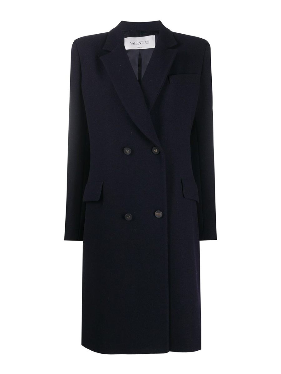 Valentino Garavani Manteau Au Genou - Bleu