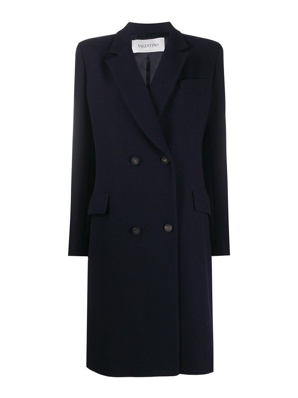 Valentino Garavani Manteau Au Genou - Bleu