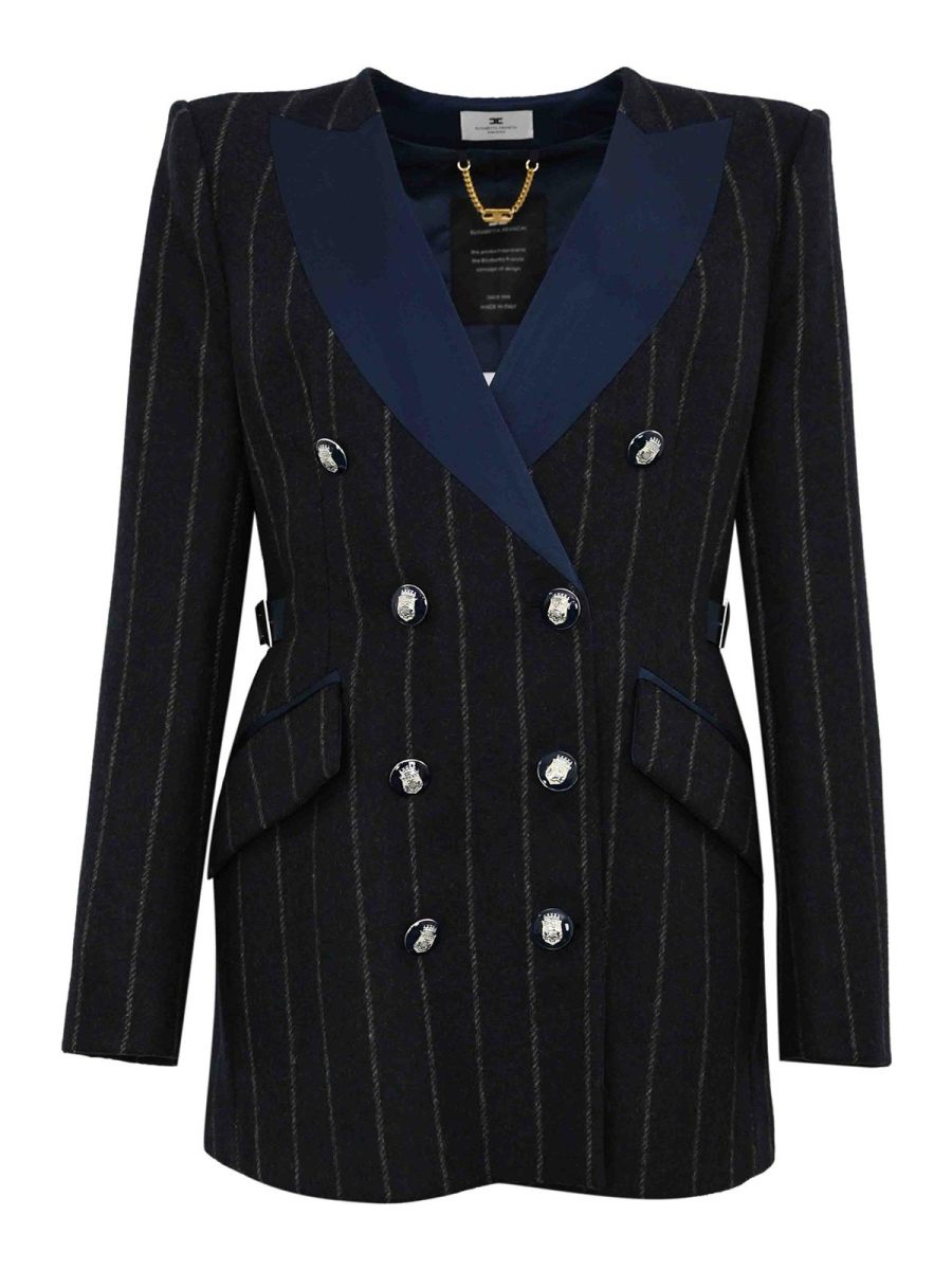 Elisabetta Franchi Manteau Rembourré - Bleu Foncé