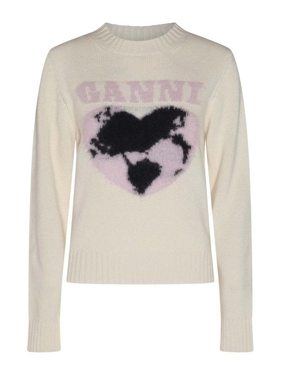 Ganni Pull Col Rond - Noir