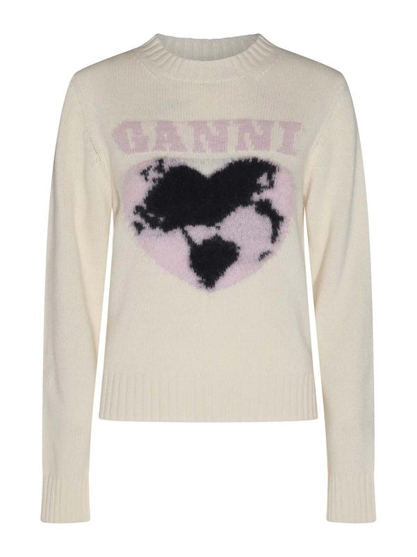 Ganni Pull Col Rond - Noir