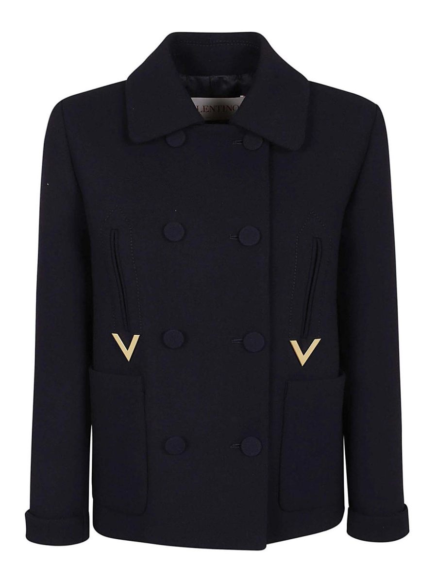 Valentino Garavani Manteau Court - Bleu Foncé