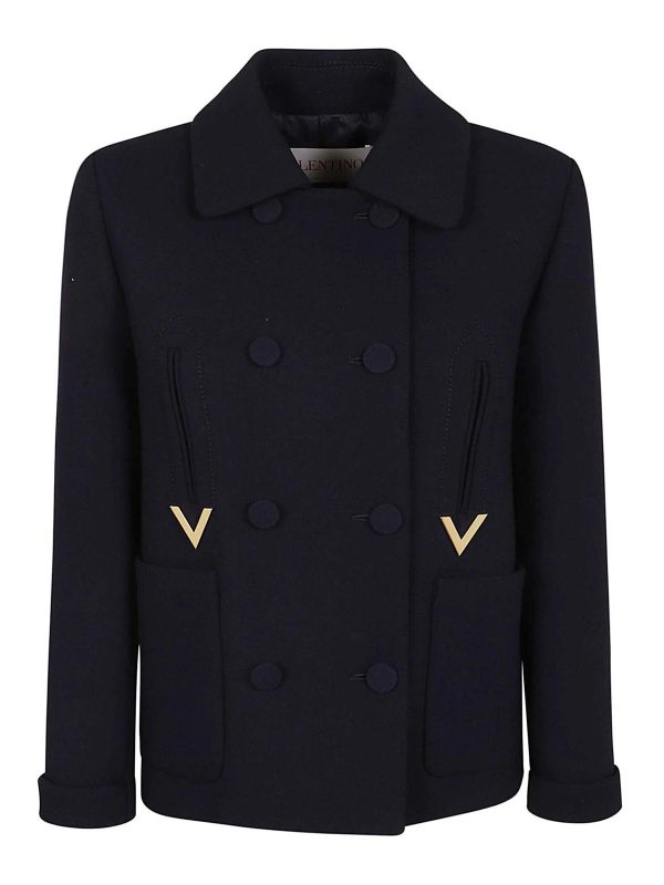 Valentino Garavani Manteau Court - Bleu Foncé