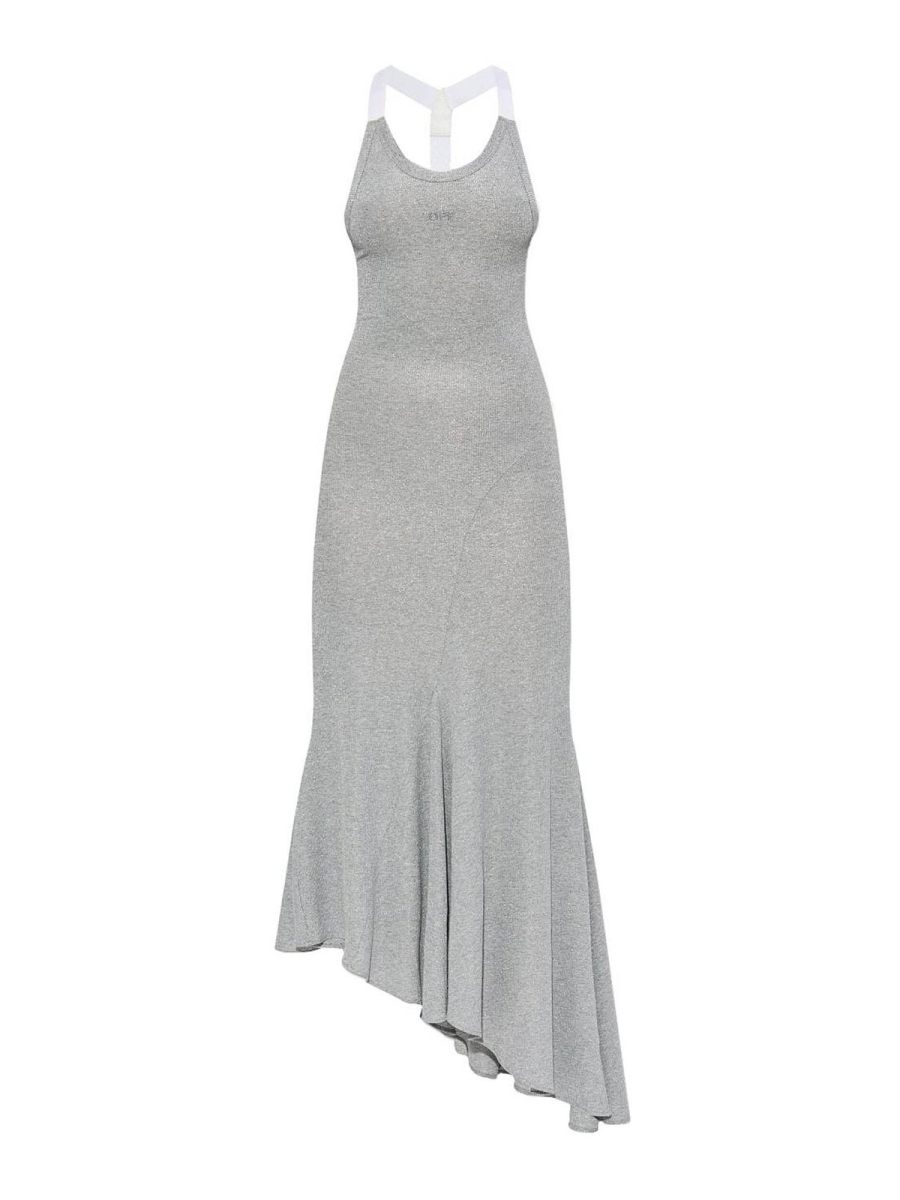 Off-White Robe Au Genou - Gris