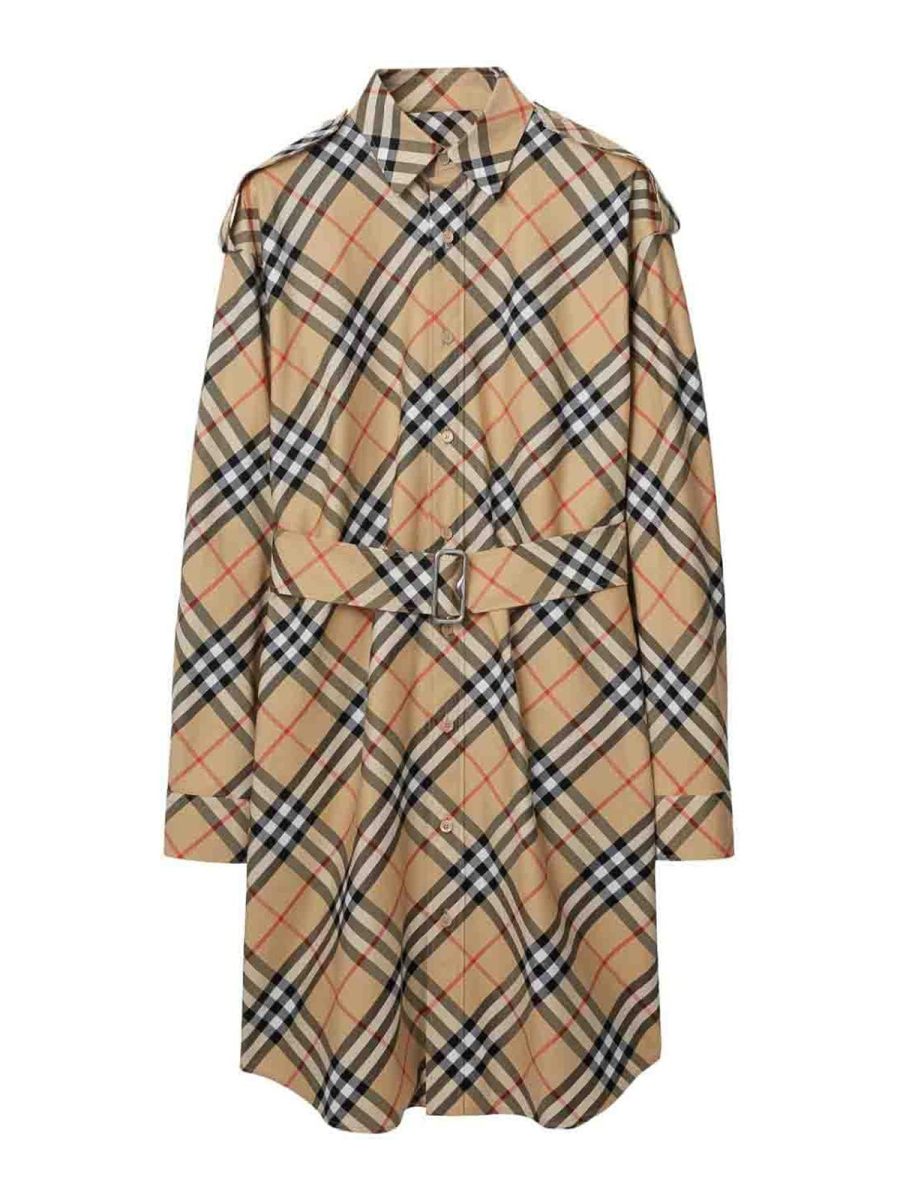 Burberry Robe Au Genou - Beige