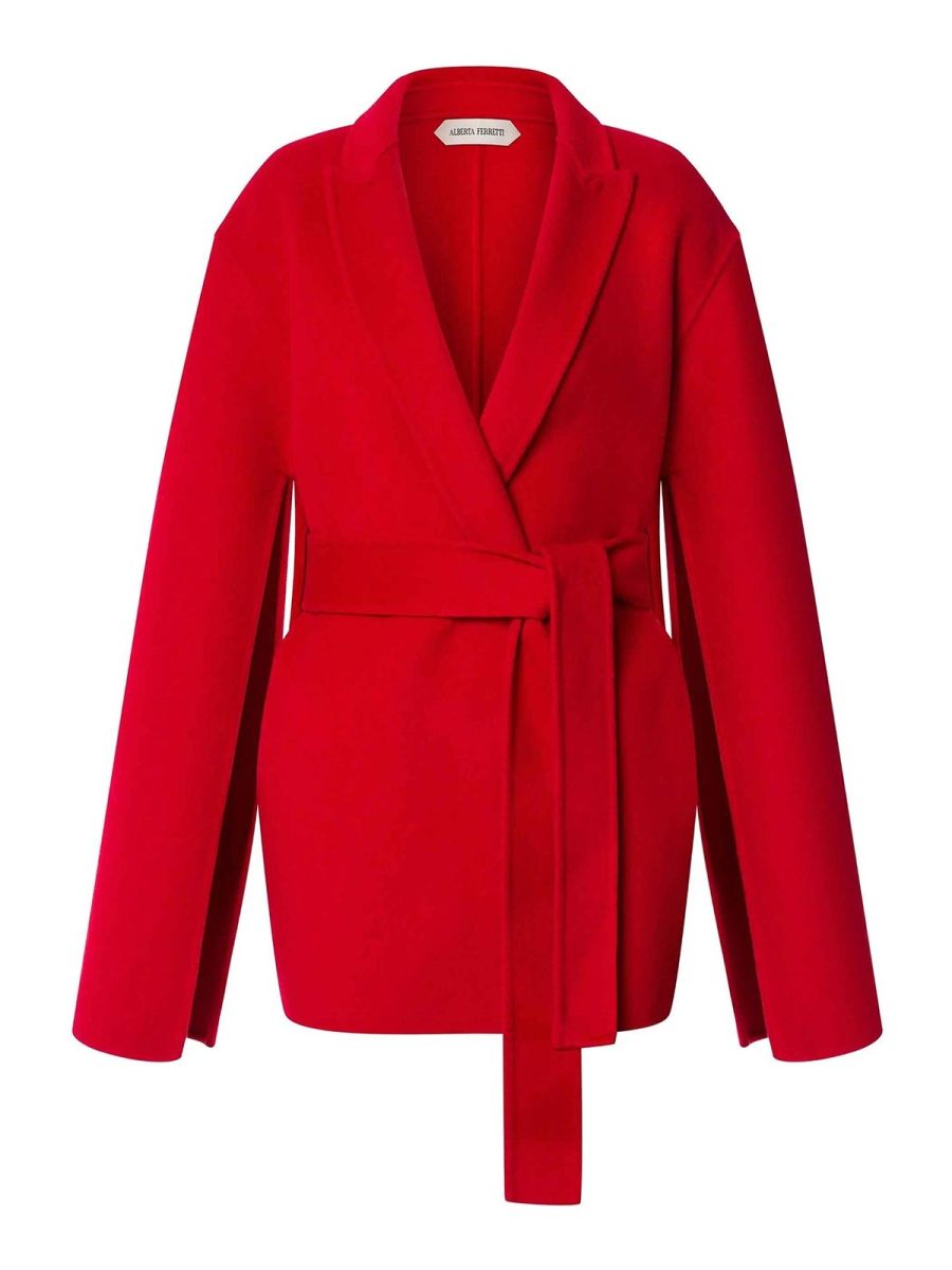 Alberta Ferretti Manteau Long - Rouge