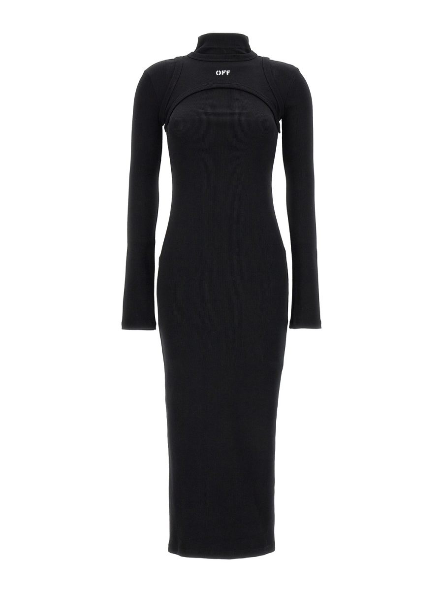 Off-White Robe Au Genou - Noir