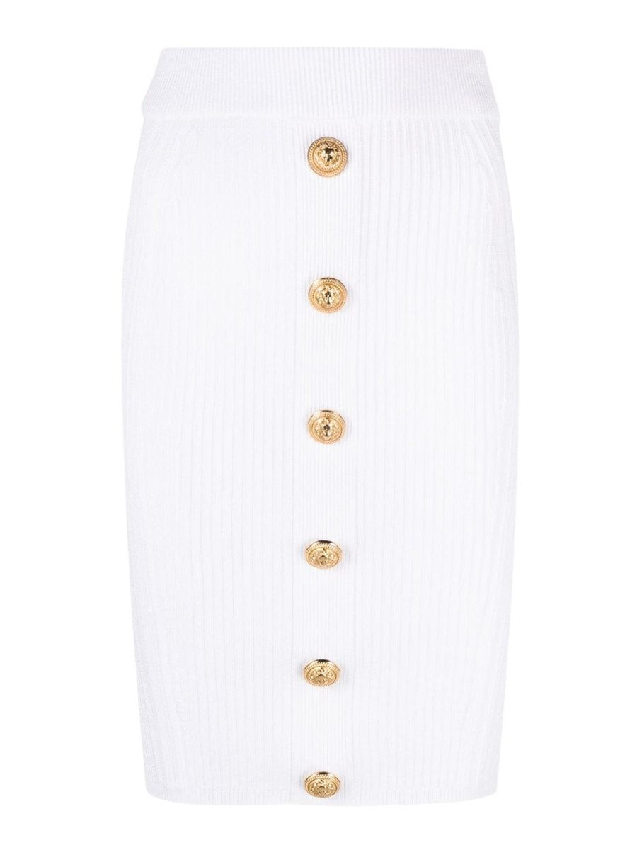 Balmain Jupe Midi - Blanc