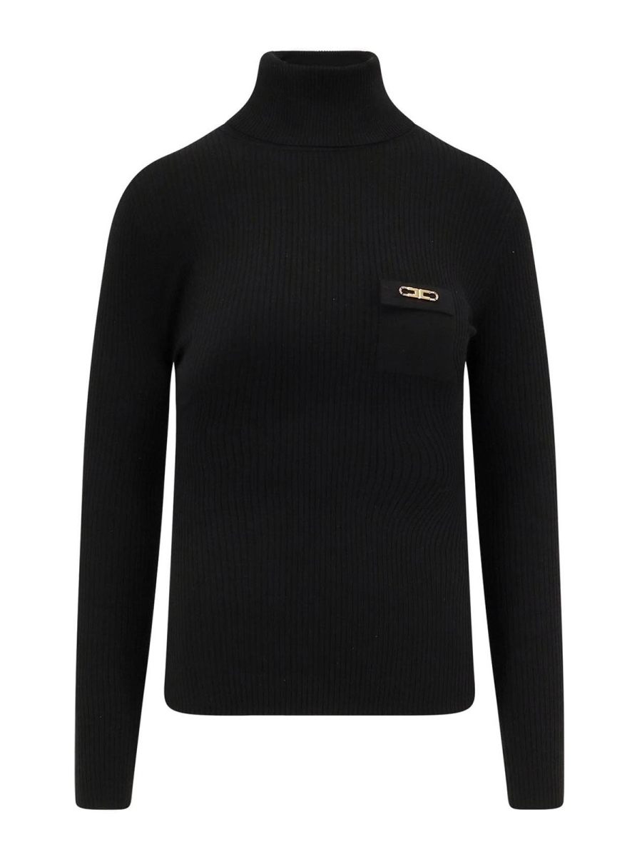 Elisabetta Franchi Pull Col Roulé - Noir