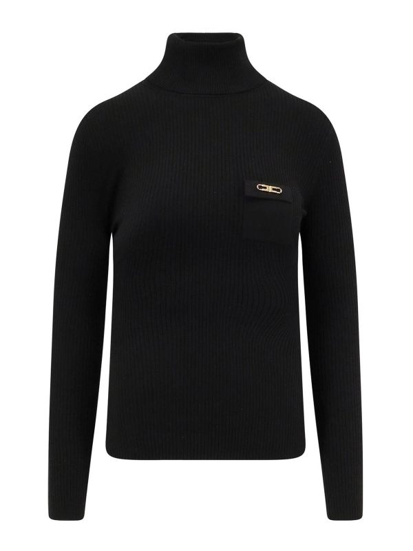 Elisabetta Franchi Pull Col Roulé - Noir