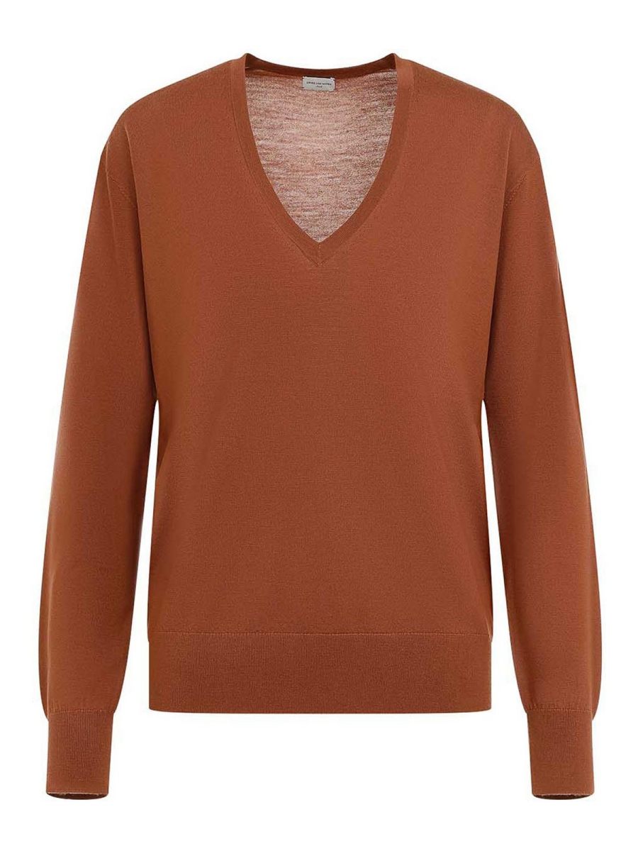 Dries Van Noten Pull À Col V - Marron