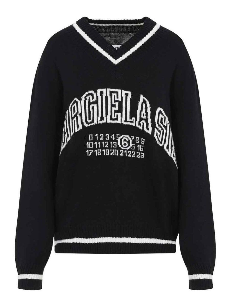MM6 Maison Margiela Pull Col Rond - Noir