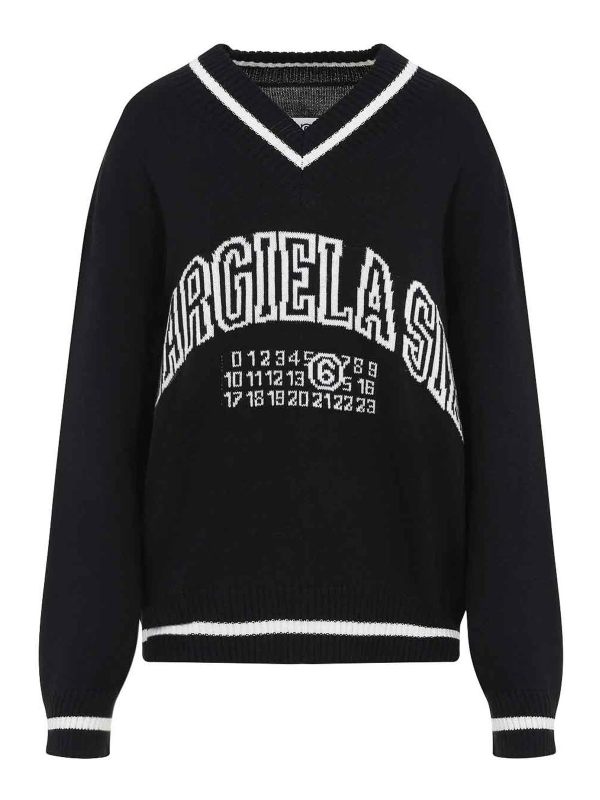 MM6 Maison Margiela Pull Col Rond - Noir