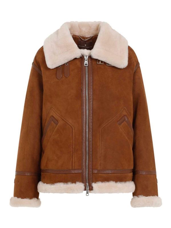 Ermanno Scervino Manteau Court - Marron Foncé