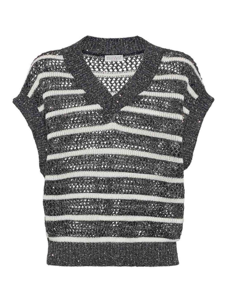 Brunello Cucinelli Pull Col Rond - Bleu
