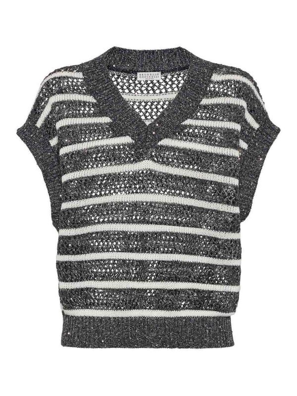 Brunello Cucinelli Pull Col Rond - Bleu